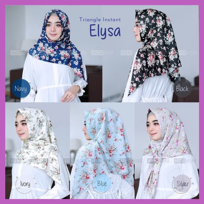 ELYSA Instant Hijab Jilbab Triangle Kerudung Segitiga Instan Motif Bunga Mini Praktis Terbaru