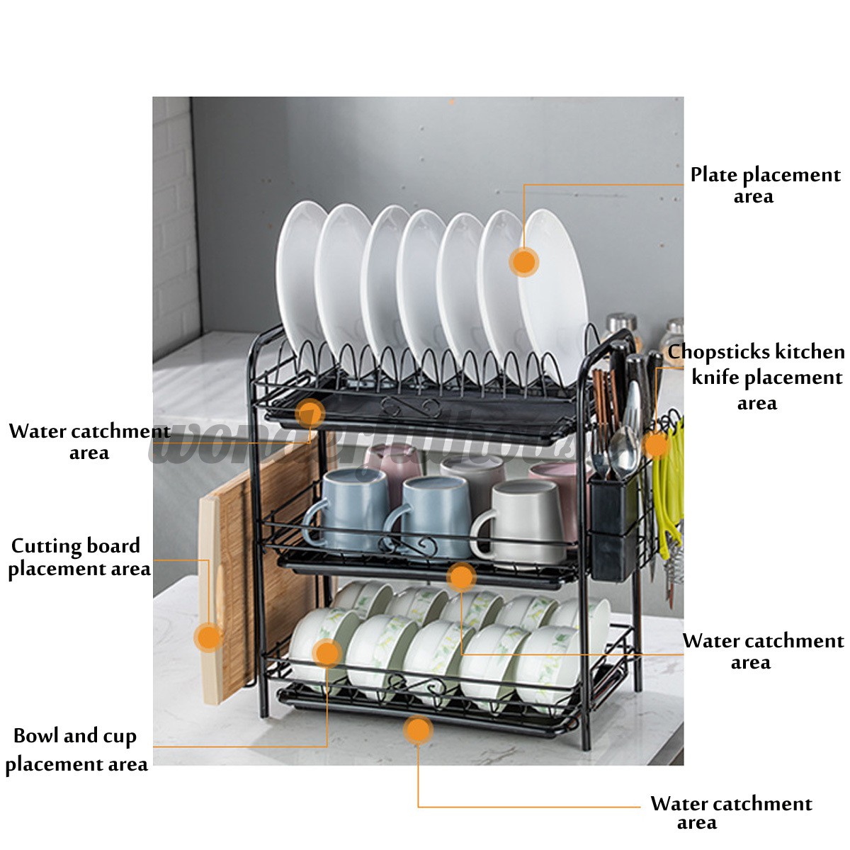 2 3 Tier Dryer Kitchen Shelf Dish Drying Rack Holder Sink Drainer Big Capacity Shopee Indonesia