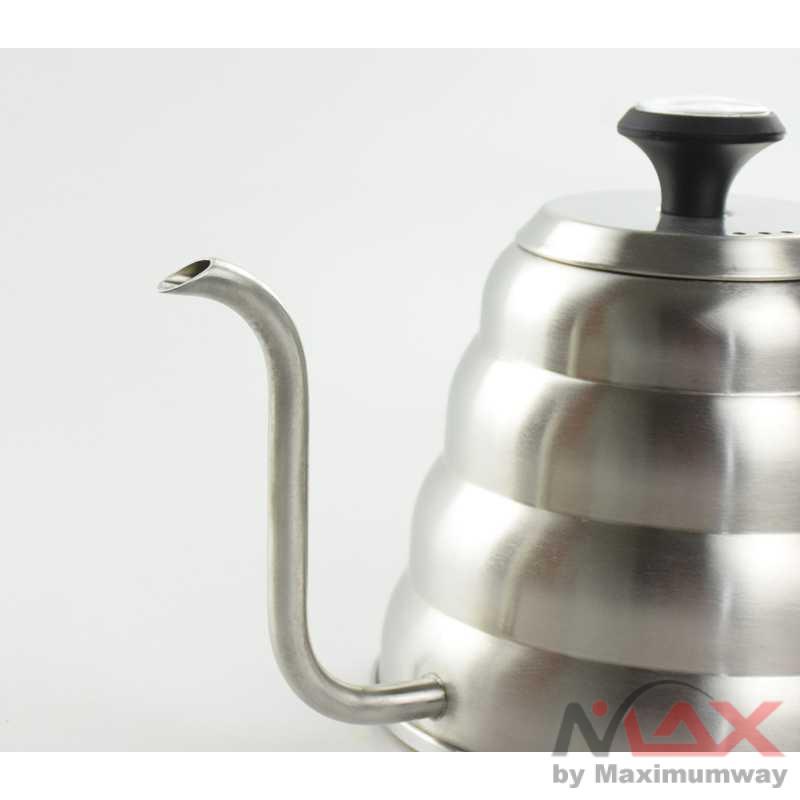 Mesin Kopi Manual One Two Cups Coffee Maker Pot V60 Drip Teko 1200ML + Thermometer Warna Silver