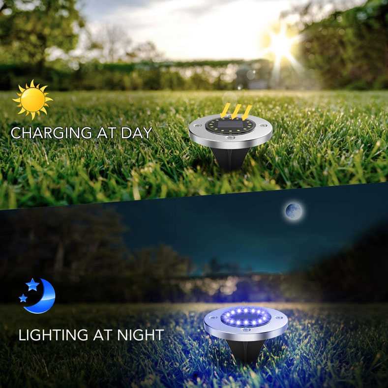 Lampu Tancap Lampu Rumput taman Lampu pohon hias tancap tenaga surya Tanam anti air LED Solar Outdoor 8 LED Waterproof luar ruangan Solar Powered Ground Light Waterproof Garden Pathway Deck Lights With 8 LEDs Solar Lamp for Home Yard Driveway Lawn Road