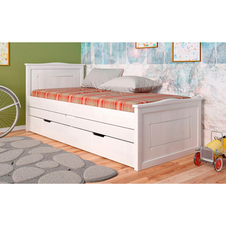 Tempat Tidur Putih Anak Perempuan, Kasur Laci Anak Lucu Dua Tingkat