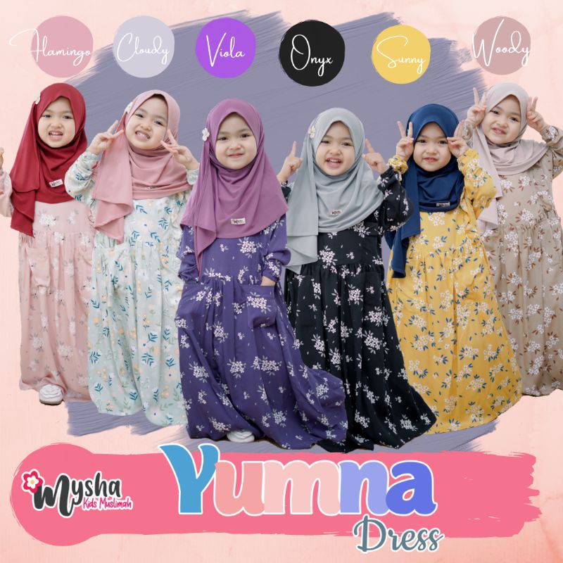 Gamis Anak Perempuan BAJU MUSLIM ANAK GAMIS RAYON Yumna dress by Mysha Kids Muslimah usia 1-8 thn