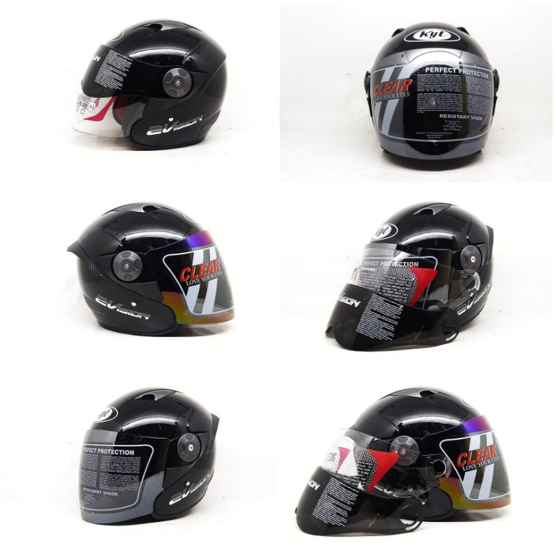 Helm Kyt 2 Vision Paket Ganteng Black Glosy