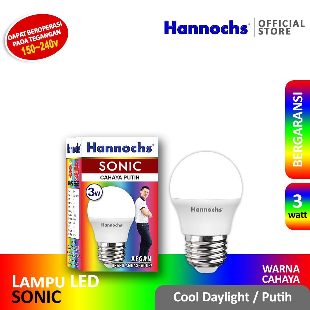 [GARANSI 1THN] Hannochs LED Sonic 3W/5W/7W/9W/12W/15W/20W | Warm White &amp; Cool Daylight, Desain Elegan dengan Frosted Cover, Tegangan 150-240V, Lampu Hemat Energi
