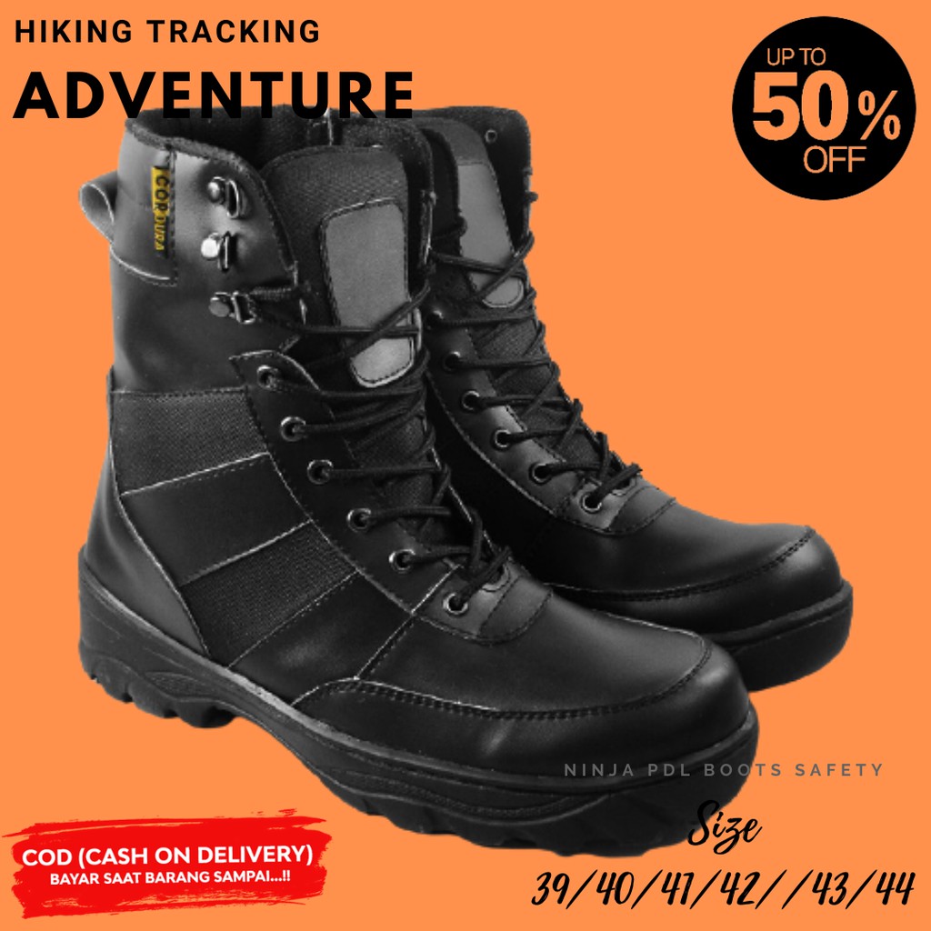 COD!! Sepatu Pria DLT Ninja PDL Hitam Boots Tinggi Safety Ujung Besi Kerja Proyek PDH POLRI SECURITY