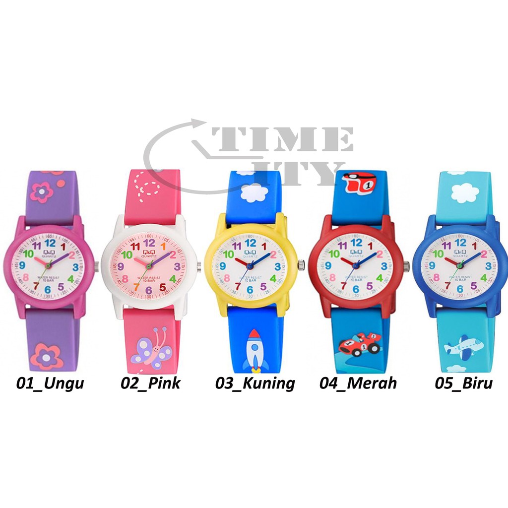 QQ QNQ Q&amp;Q ORIGINAL RUBBER BAND CHEERFULL STYLE VR99J001-005Y Jam Tangan Anak