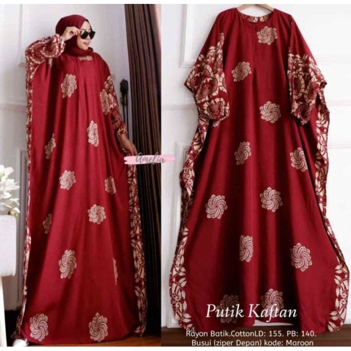 Putik Home Kaftan - Kaftan Wanita Jumbo Rayon Tie Dye Premium Gamis Dress Kekinian Bigsize LD 190 cm