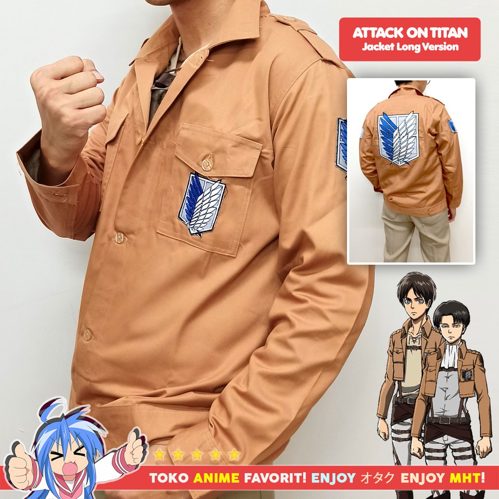 Jaket Anime Attack On Titan AOT Shingeki no Kyojin SNK Scouting Legion Survey Corps Long Cosplay