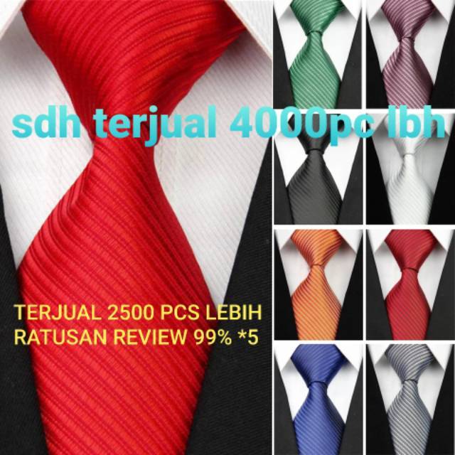 Dasi Panjang Pria Motif Salur Merah - Lebar 3 inch ( 7,5 - 8cm )