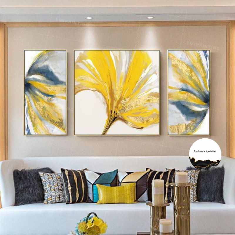 

lukisan abstrak yellow gold art 3in1