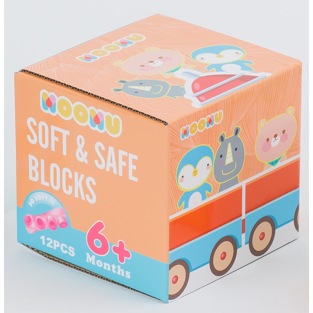 MOOMU Soft Building Block Baby Toys 12 pcs | Mainan Balok Bayi