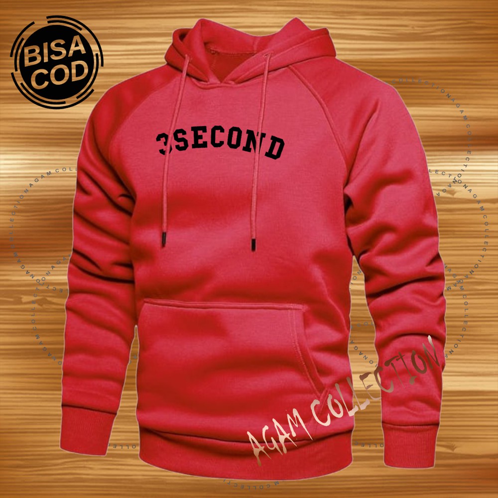 Agam collection Sweater Hoodie Distro 3Second LKG  Premium Text Hitam Pria Wanita