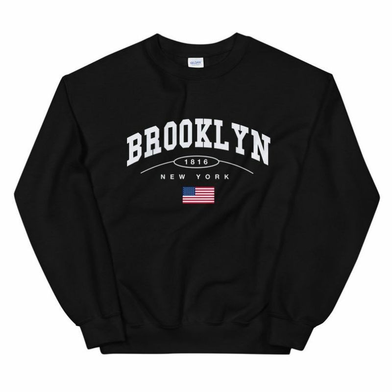 S - XXXXXL(6XL) Sweater Crewneck BROOKLYN Oversize Sweatshirt NY New York BIGSIZE Unisex 5XL 4XL 3XL XXXL XXXXXL XXL 2L Jumbo Street Style Urban Unisex Fleece Premium