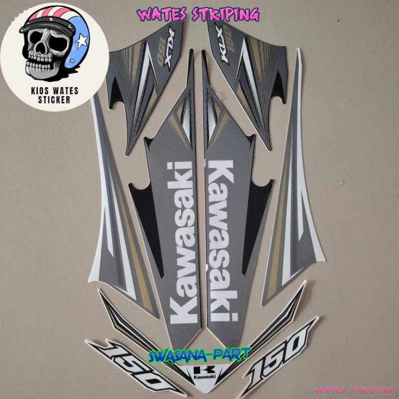 stiker Striping Sticker Lis Les Polet motor kawasaki klx 150 lama 2014 putih abu list body n standar