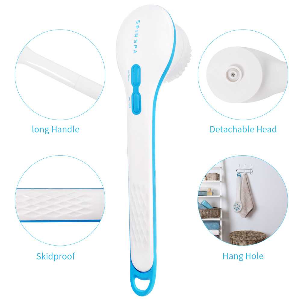 Sikat Mandi Elektrik Membersihkan dengan kelembutan 5 in 1 Electric Shower Bath Scrub spon mandi elektrik sabun New 5 In 1 Electric Bath Brush Handheld Household Waterproof Rechargeable Massage Body Brush Long Handle Back Rubbing Artifact