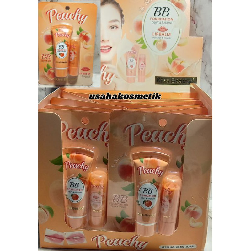 BB FOUNDATION KISS BEAUTY PEACH + LIP BALM MAGIC / PEACH  VIT BIBIR