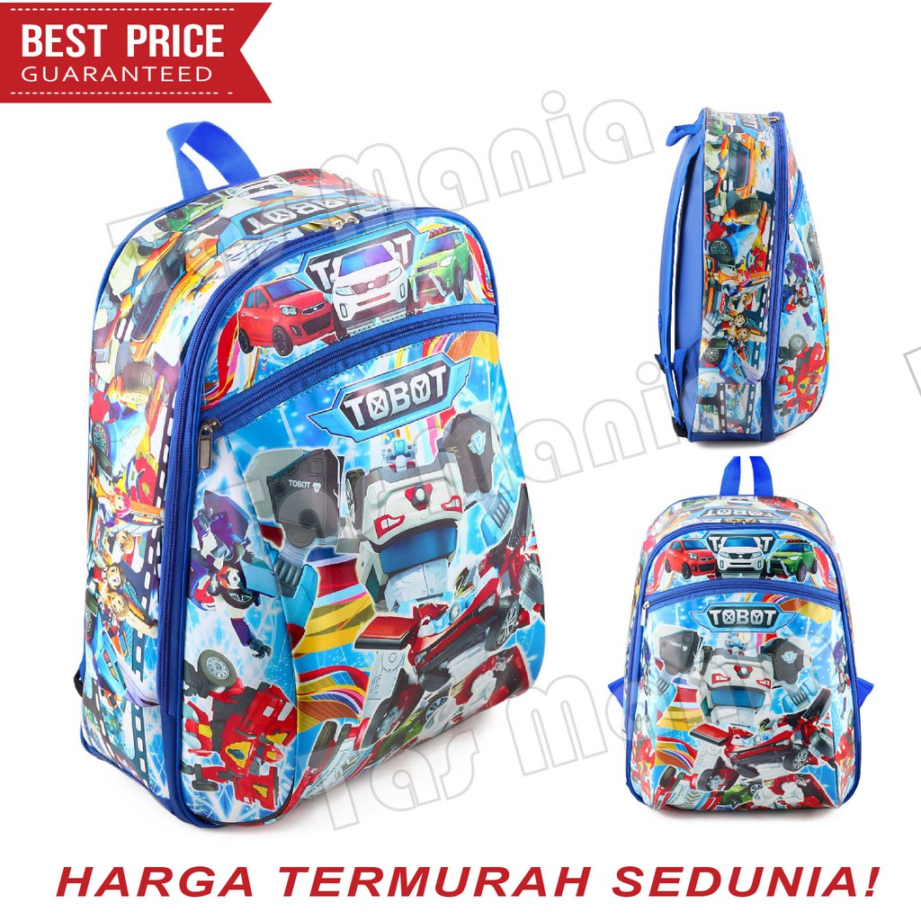 PTS -Ransel Sekolah Anak Sekolah Play Group Bahan Sponge Tahan Air Karakter Anak Bentuk Mobil Lucu - Buncit