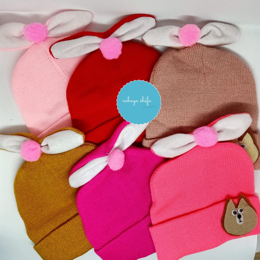 kupluk anak bayi pita lucu / kupluk anak cewe motif pita / kupluk topi bayi cewe motif pita