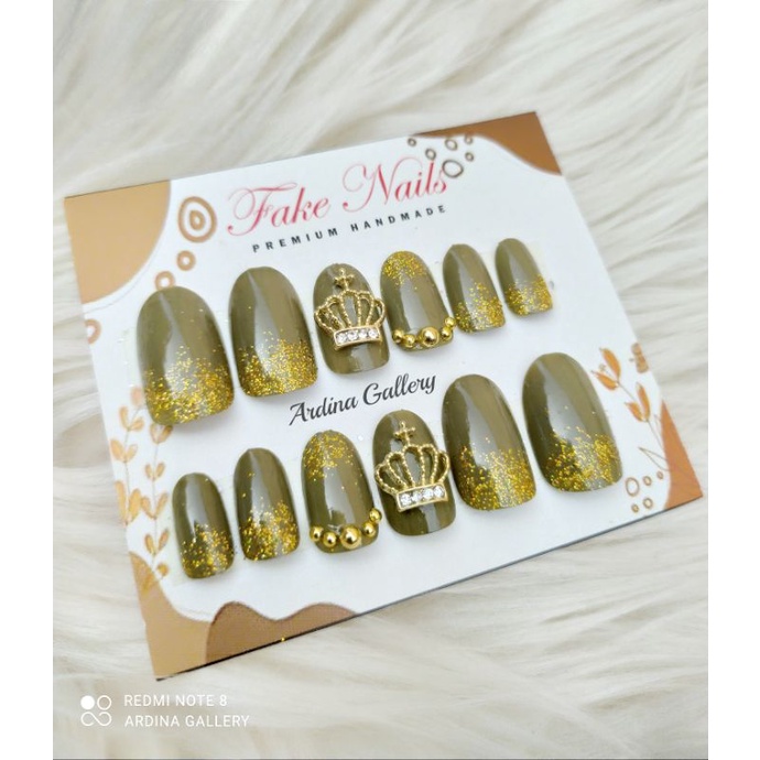 KUKU PALSU SAGE GREEN// FAKE NAIL WEDDING FREE LEM// KUKU PALSU PENGANTIN MURAH HIJAU SAGE