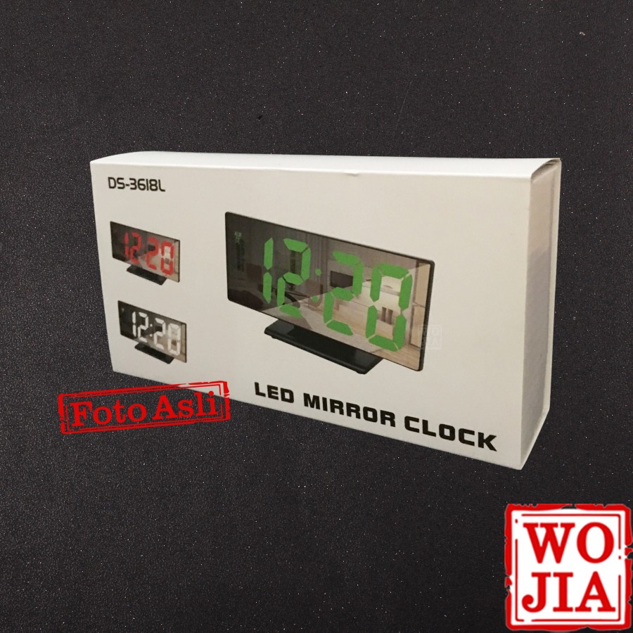 Jam Meja Aesthetic Digital DS-3618L/Jam Beker Alarm Besar/Jam Digital Mobil/LED Digital Alarm Clock Mirror