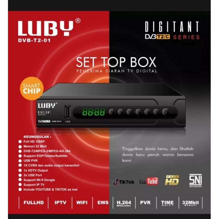SET TOP BOX LUBY DVB T2 STB DIGITAL DVB T2-01 STB only