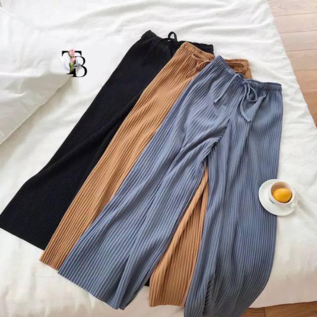 TIARA PANTS BAHAN RIB TEBAL ADEM / CELANA KULOT WANITA RIB no