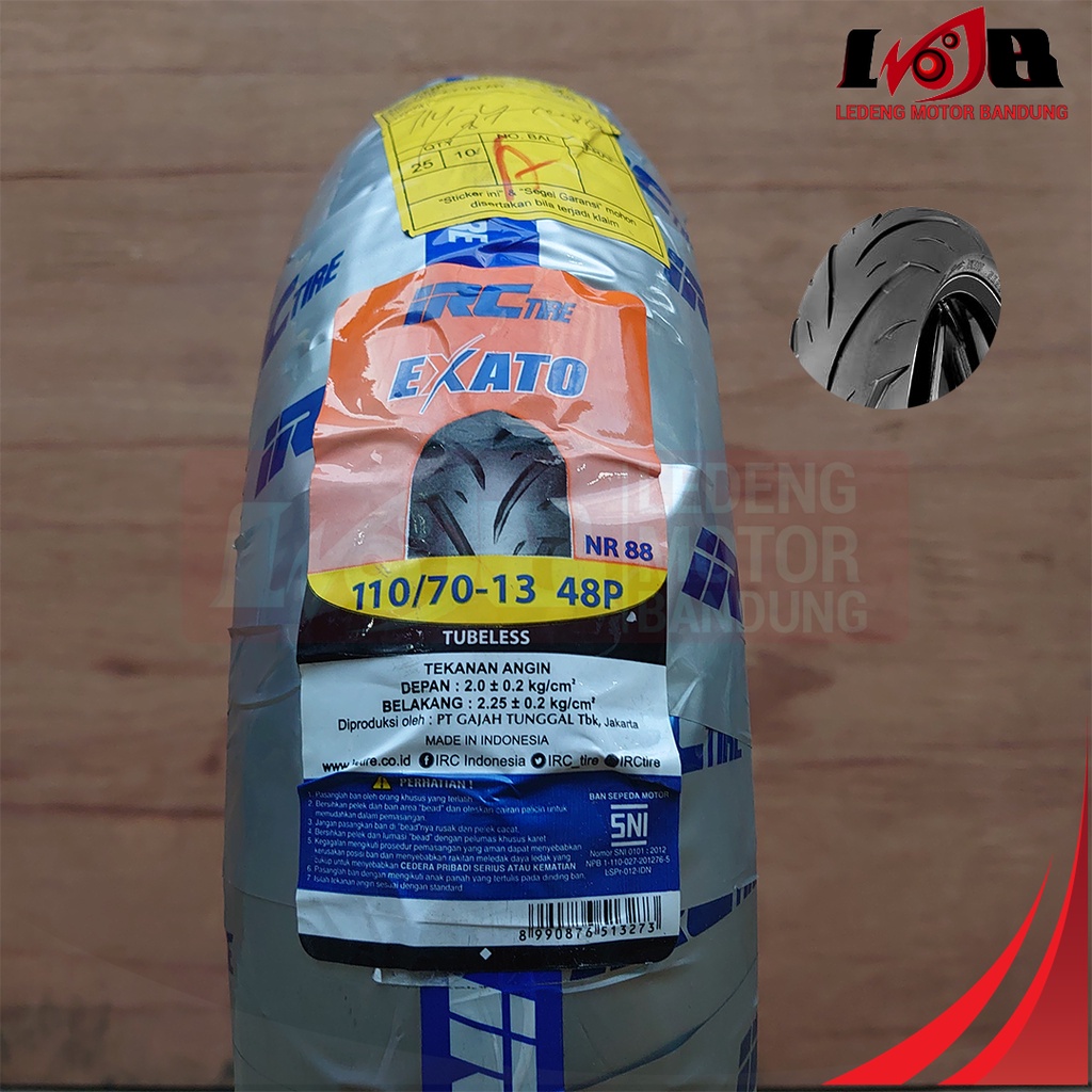 IRC EXATO NR88 110/70-13 Ban Luar Tubeless Motor Yamaha Nmax Depan Standart