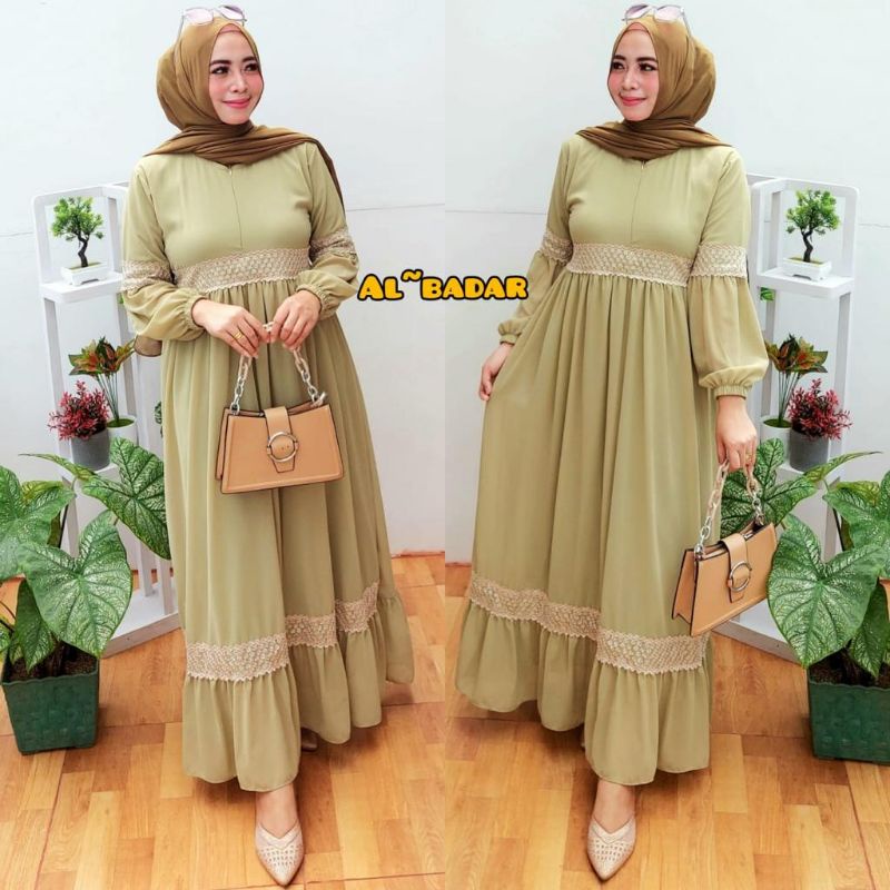 [ BISA COD] GAMIS CERUTY BABYDOLL MIX RENDA DADA LENGAN BALON, DRESS CERUTY BABYDOLL BUSUI, GAMIS CERUTY MODEL TERBARU BY AL BADAR