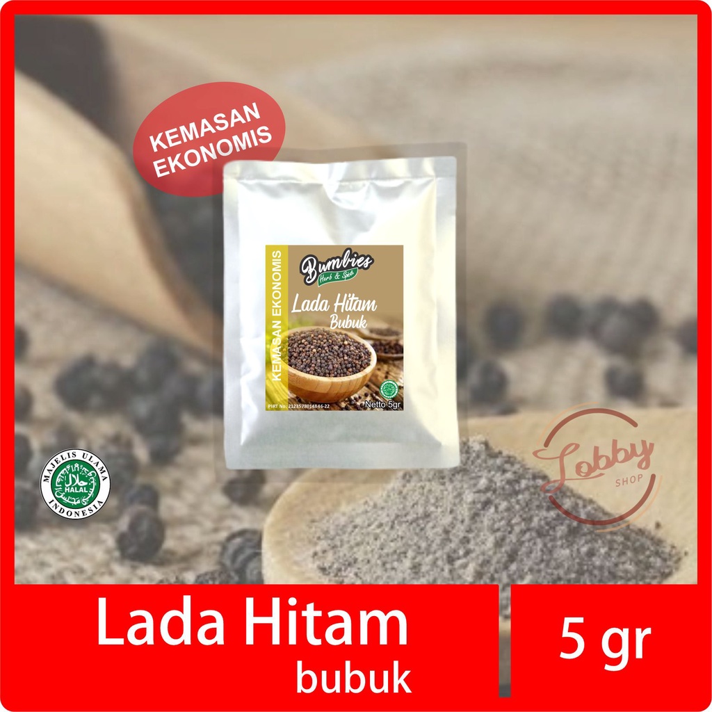 

Bumbies Product Lada Hitam Bubuk 5 gram EKONOMIS | Ground Black Papper | Rempah rempah Bumbu Dapur