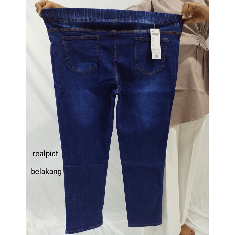 BIG SIZE SUPER JUMBO CELANA PANJANG WANITA PINGGANG KARET MELAR ORIGINAL DENIM PREMIUM