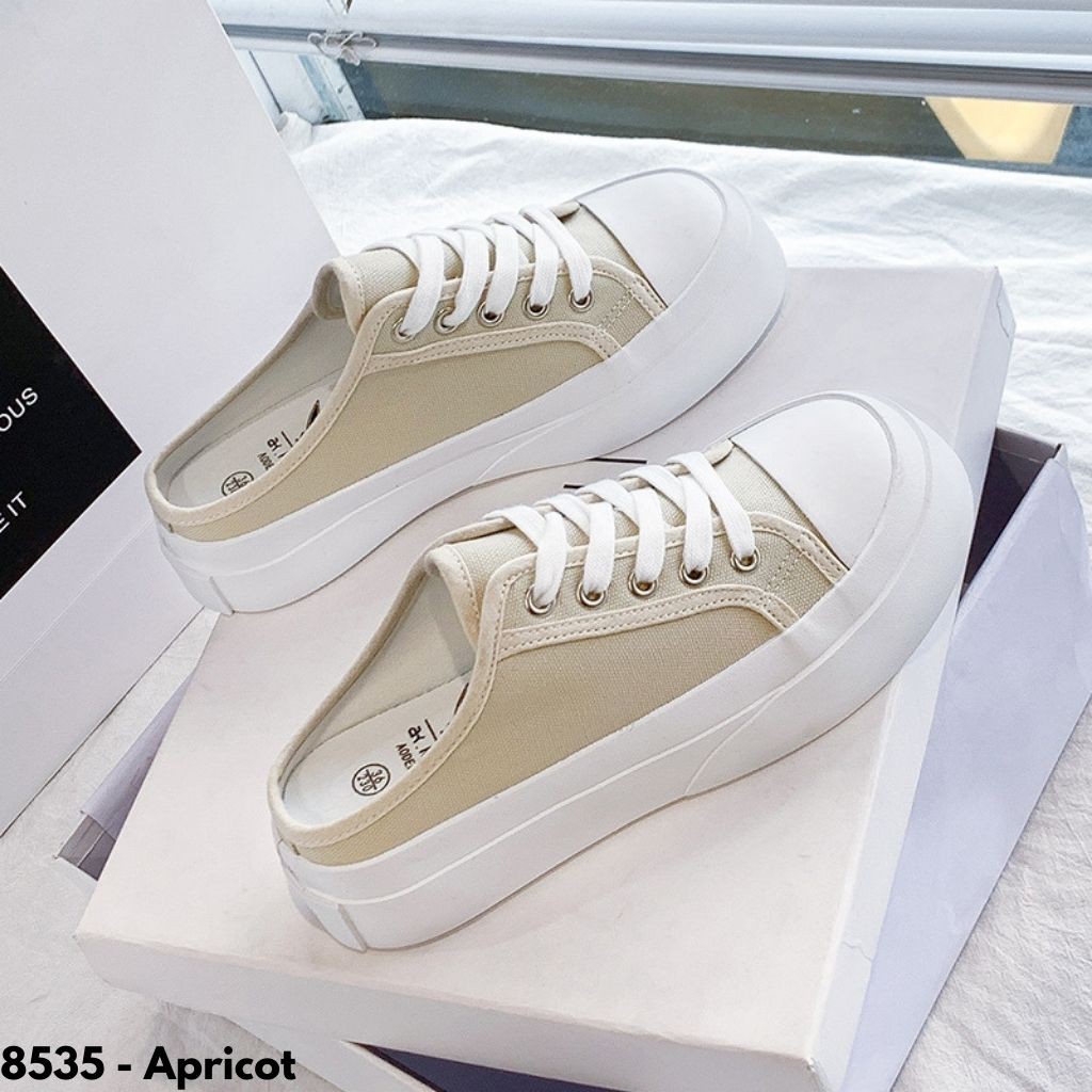 SEPATU SNEAKERS WANITA KANVAS SIMPLE SLOP IMPORT MODEL TERBARU SOLE KARET NYAMAN COMFY TERBARU 8535