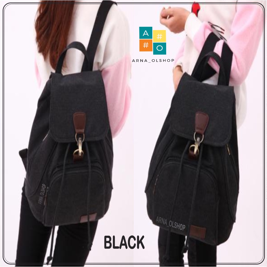 GHbag Klub New Arrival - Tas Ransel Canvas Backpack Up to 16 inch Tas Wanita Daypack