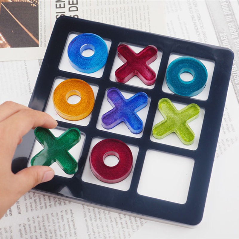 SIY  Tic Tac Toe Game Board and X O Silicone Molds Set Epoxy Resin DIY Art Craft Mold for Christmas NightA Art Crafts Tools