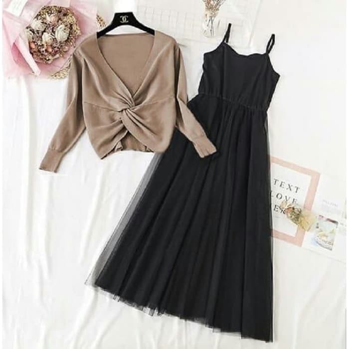 Viola Set Baju Remaja Wanita Kekinian Sale Navy FI488 Set 2In1 Yuan Cross Salem [Setelan Wanita 01