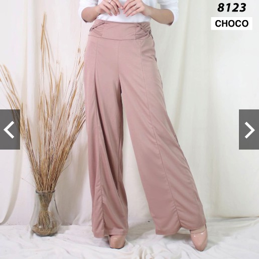 BD 8123 - CELANA POLOS BAGGY PANTS ABG KARET RING WARNA MURAH GROSIR KEREN MELAR HYGET MODELLANO