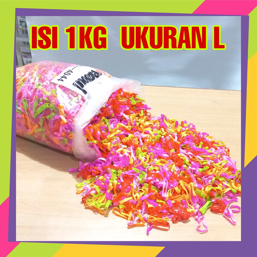 1803 [Grosir] isi 1kg karet Jepang ikat rambut ukuran L warna stabilo