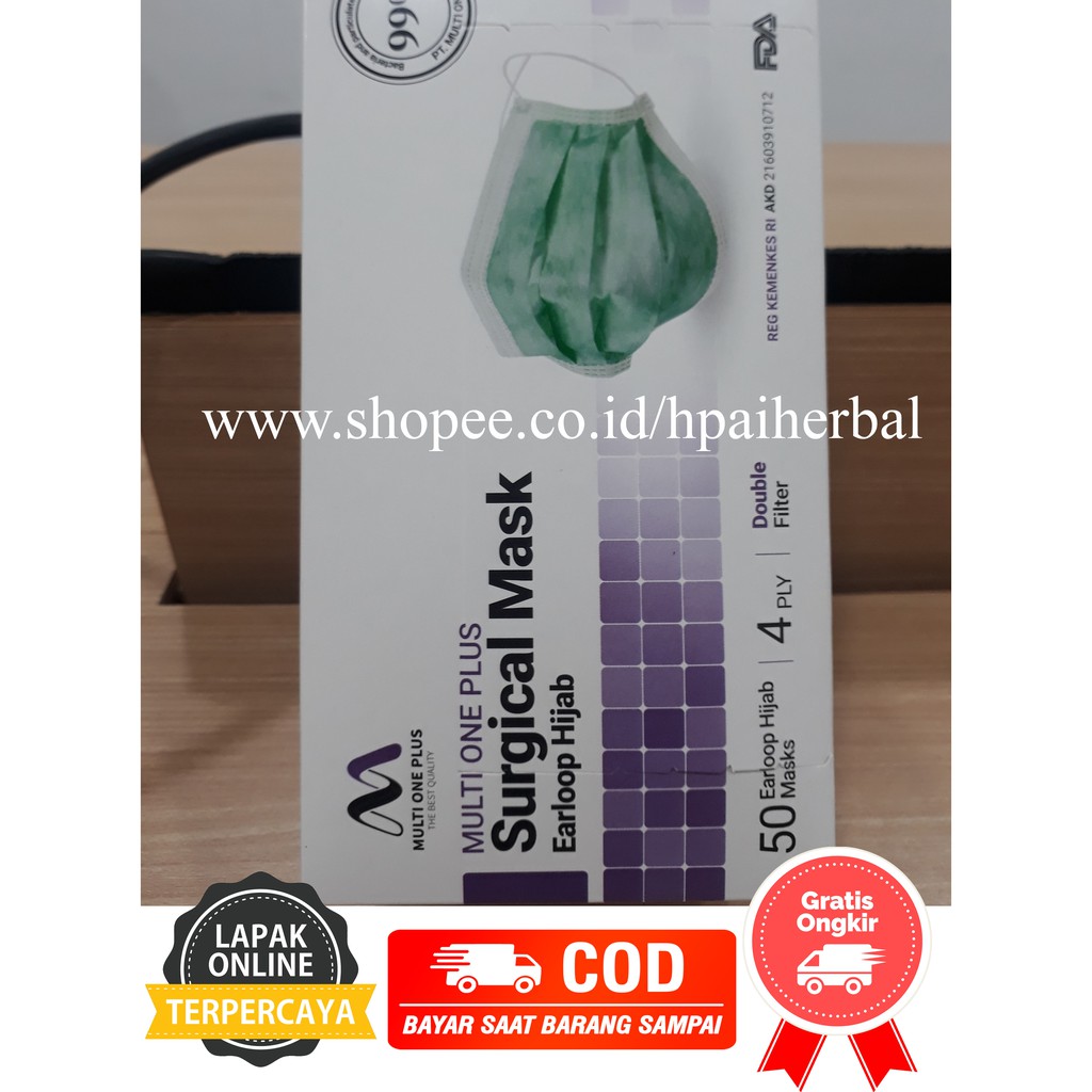 MASKER MULTI ONE PLUS HIJAB 4 PLY  / MASKER MEDIS 4PLY / MASKER SURGICAL MASK 4PLY