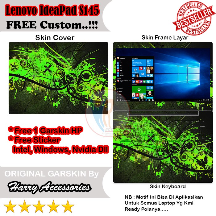 Original Garskin Laptop Full Body Lenovo IdeaPad S145 14inch Motif Abstrack Bisa Custom Gambar Kamu