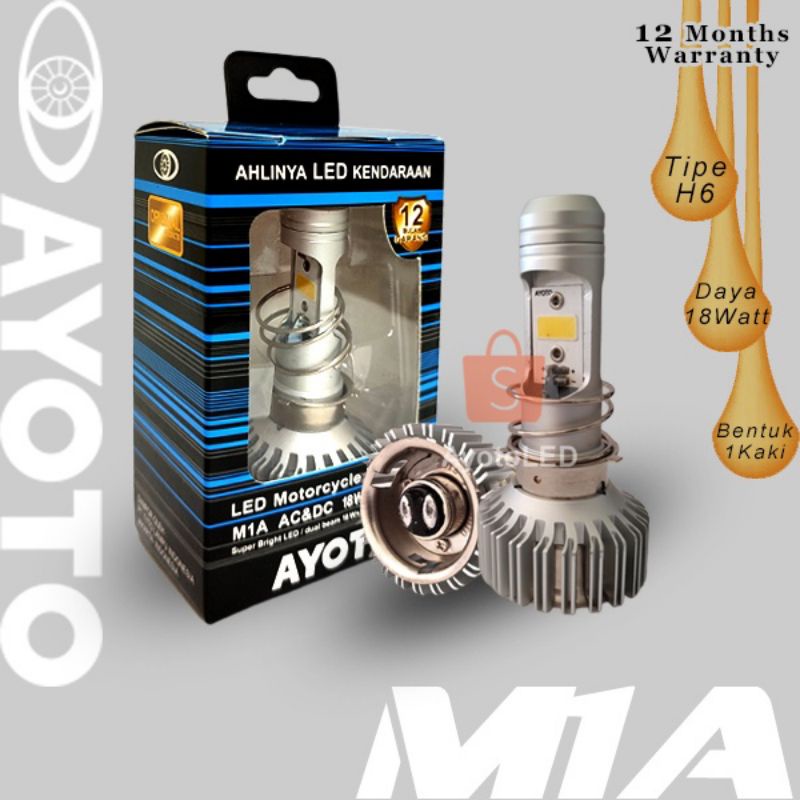 LAMPU DEPAN LED AYOTO M1A H6 T19 PNP MODEL KIPAS BEBEK MATIC