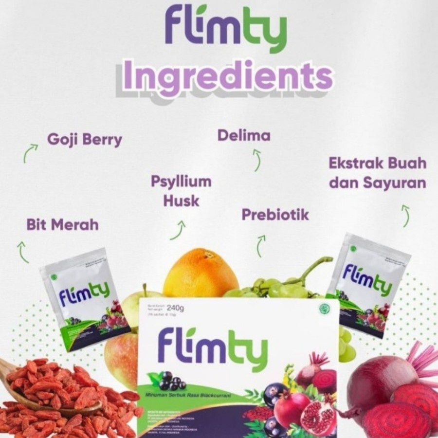 Flimty Fiber BPOM 16 Sachet Pelangsing Suplemen Diet Detox Obat Kurus