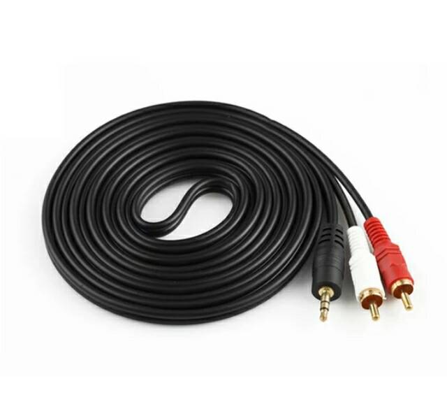 Kabel aux 1-2 3m hitam black /  kabel speaker hp handphone laptop multimedia 1in2 3 meter