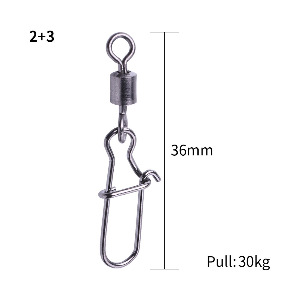 HENGJIA 50Pcs Kili-kili Pancing Rolling Swivel Bahan Stainless Steel