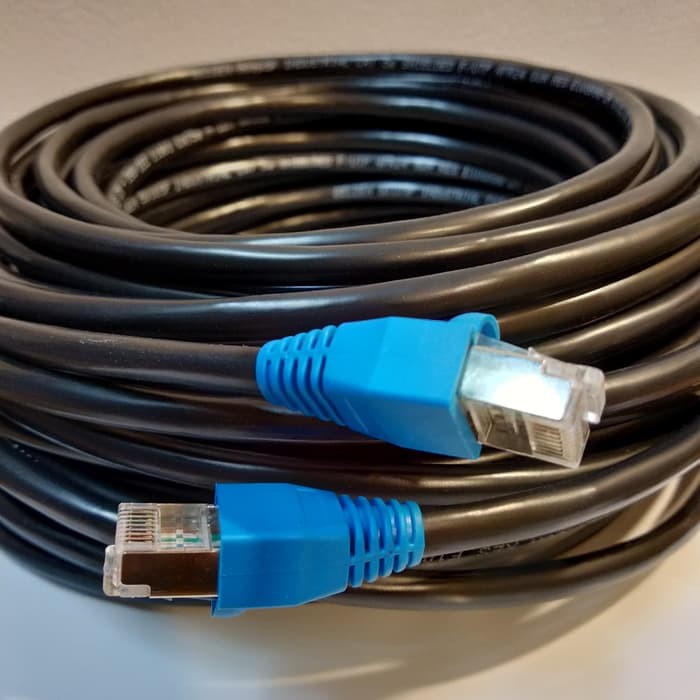 Kabel LAN STP Outdoor BELDEN CAT5E Black 100 meter Siap Pakai - Hitam