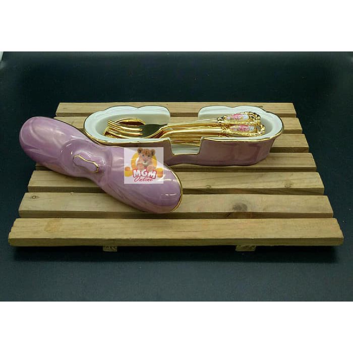 Keramik Tempat Sendok Teh dan garpu kue terbuat dari Keramik JAPAN