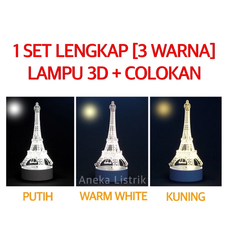 LAMPU HIAS LED 3D / LAMPU TIDUR HIAS DIMENSI 3 WARNA PUTIH KUNING WARMWHITE LAMPU 3D LED KACA TRANSPARAN HIASAN PAJANGAN TUMBLR KAMAR TIDUR AESTHETIC A