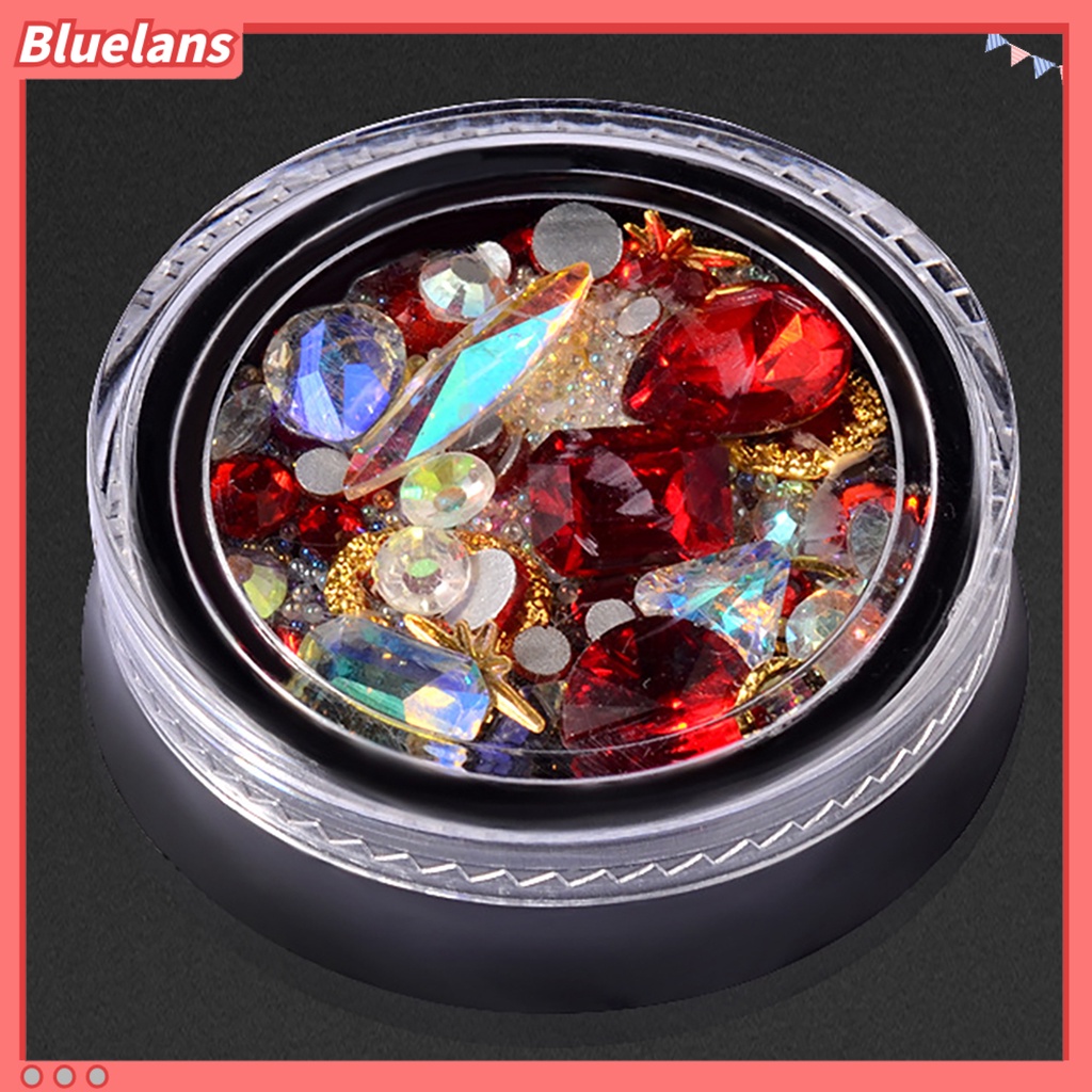 Bluelans Manik-Manik Berlian Imitasi 3D Warna-Warni Untuk Dekorasi Nail Art