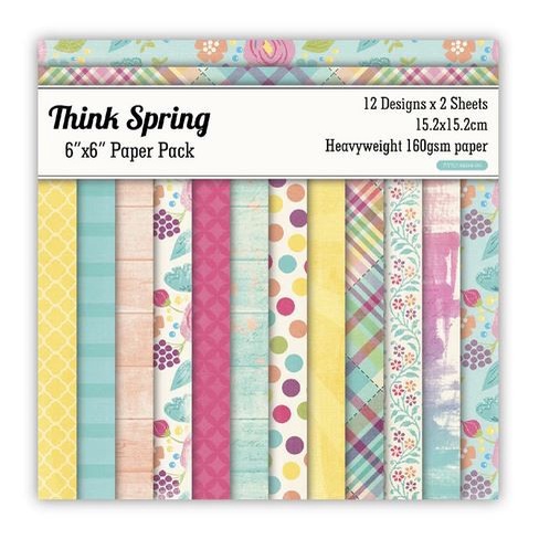 crapbooking Patterned Paper 6&quot;x6&quot; - Think Spring (24 sheets)