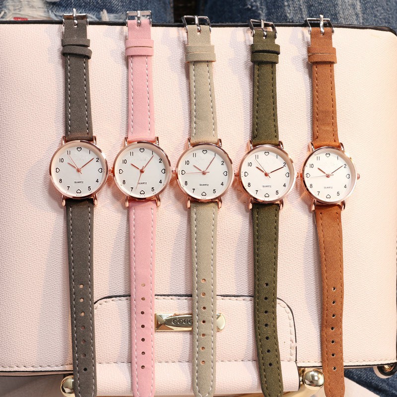 ELBER J171 Jam Tangan Kulit Wanita Polos Jam Cewek Analog Mini Tali Kecil-1