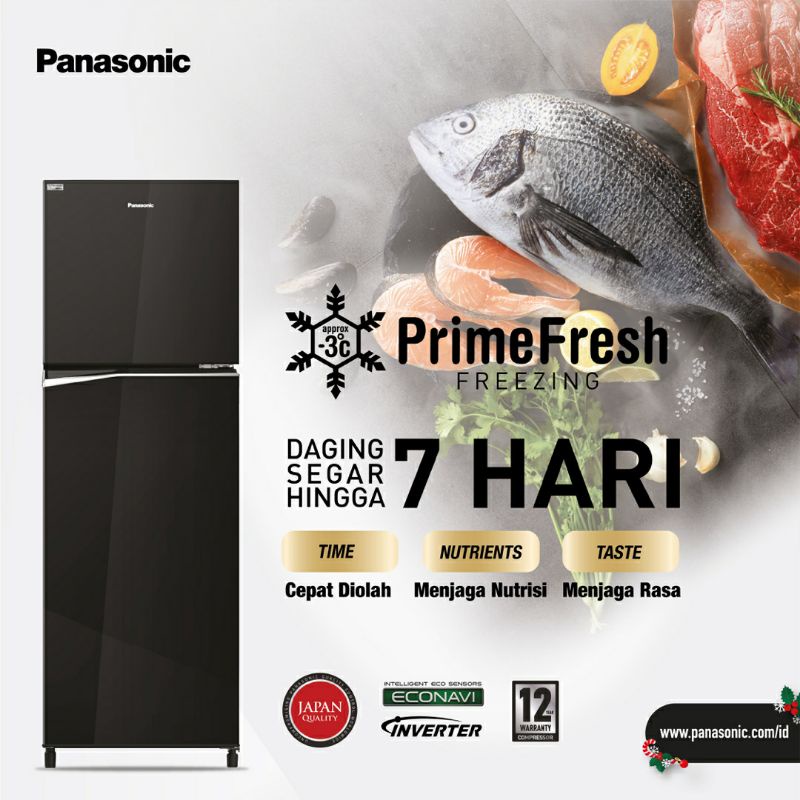 Kulkas Panasonic 2 pintu / Kulkas Panasomic NRBB 211 QPK / Kulkas panasonic prime Fresh / Kulkas Panasonic Low watt / Free Ontkir Kota Lubuklinggau