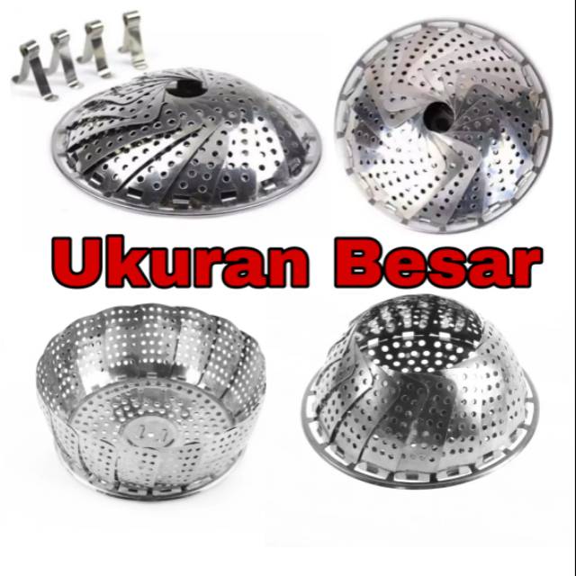 Alas Kukus Lipat Stainless Large/Besar/Piring Kukus/Steamer plate